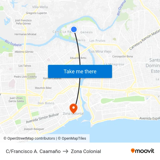 C/Francisco A. Caamaño to Zona Colonial map