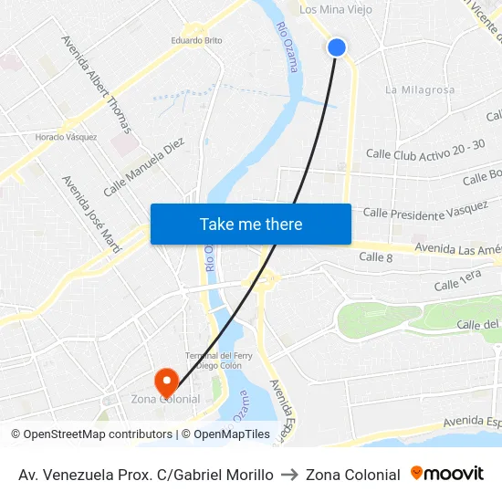 Av. Venezuela Prox. C/Gabriel Morillo to Zona Colonial map
