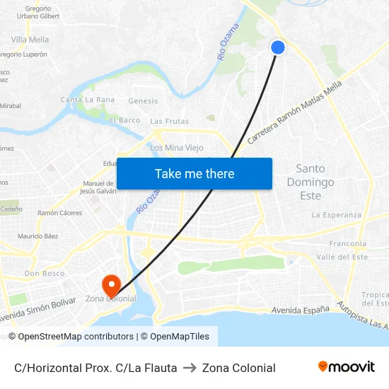 C/Horizontal Prox. C/La Flauta to Zona Colonial map