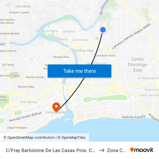 C/Fray Bartolome De Las Casas Prox. C/Santiago De La Cruz to Zona Colonial map