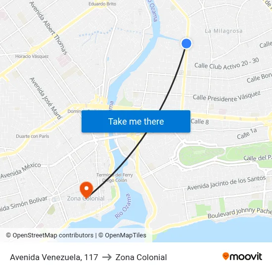 Avenida Venezuela, 117 to Zona Colonial map
