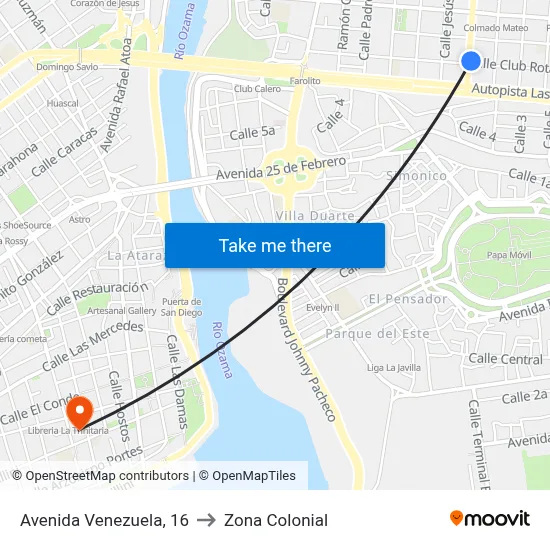 Avenida Venezuela, 16 to Zona Colonial map