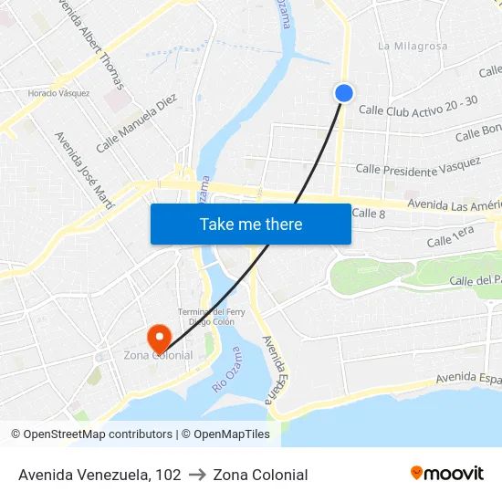 Avenida Venezuela, 102 to Zona Colonial map