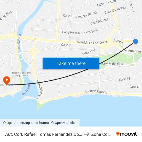 Aut. Corl. Rafael Tomás Fernández Domínguez to Zona Colonial map