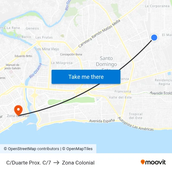C/Duarte Prox. C/7 to Zona Colonial map