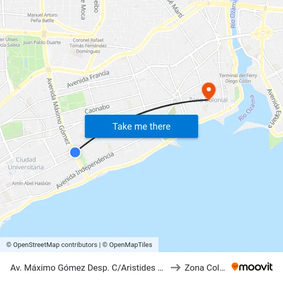 Av. Máximo Gómez Desp. C/Aristides Fiallo Cabral to Zona Colonial map