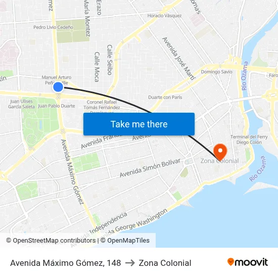 Avenida Máximo Gómez, 148 to Zona Colonial map