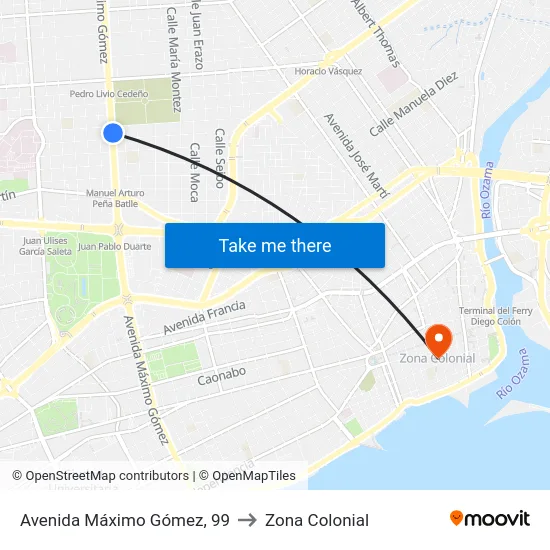 Avenida Máximo Gómez, 99 to Zona Colonial map