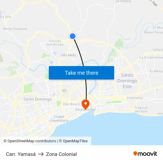 Carr. Yamasá to Zona Colonial map