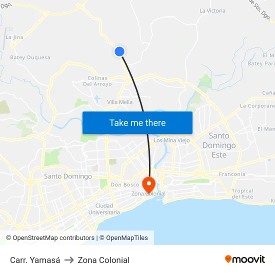Carr. Yamasá to Zona Colonial map