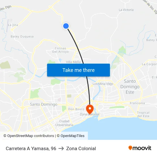 Carretera A Yamasa, 96 to Zona Colonial map