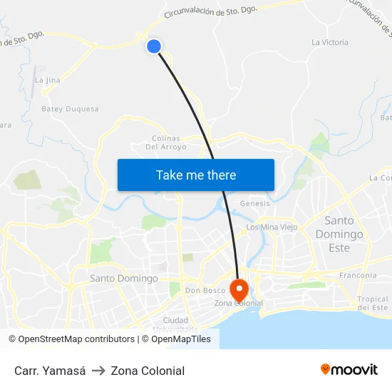 Carr. Yamasá to Zona Colonial map