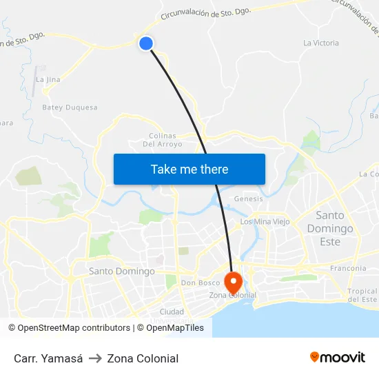 Carr. Yamasá to Zona Colonial map