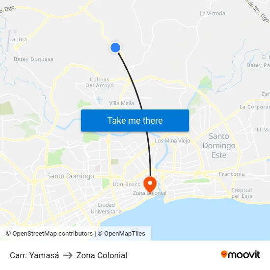 Carr. Yamasá to Zona Colonial map