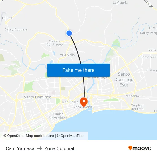 Carr. Yamasá to Zona Colonial map