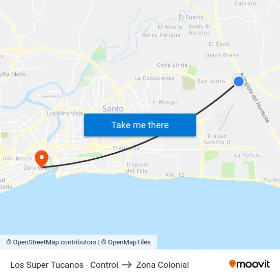 Los Super Tucanos - Control to Zona Colonial map