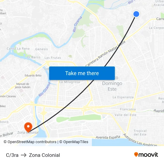 C/3ra to Zona Colonial map