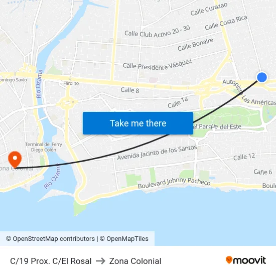 C/19 Prox. C/El Rosal to Zona Colonial map