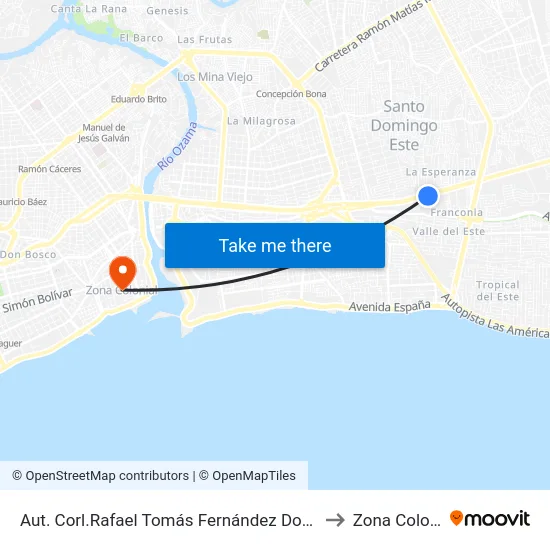 Aut. Corl.Rafael Tomás Fernández Domínguez to Zona Colonial map