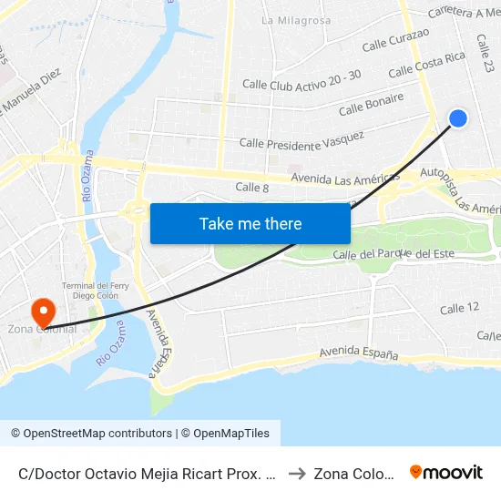 C/Doctor Octavio Mejia Ricart Prox. C/20 to Zona Colonial map