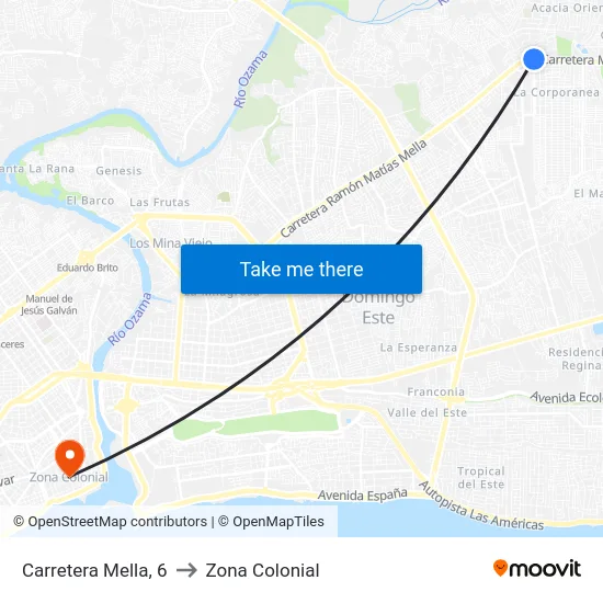 Carretera Mella, 6 to Zona Colonial map