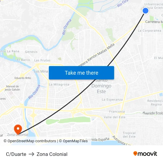C/Duarte to Zona Colonial map
