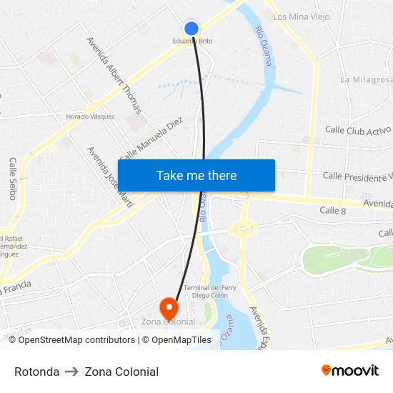 Rotonda to Zona Colonial map
