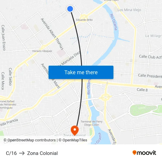 C/16 to Zona Colonial map