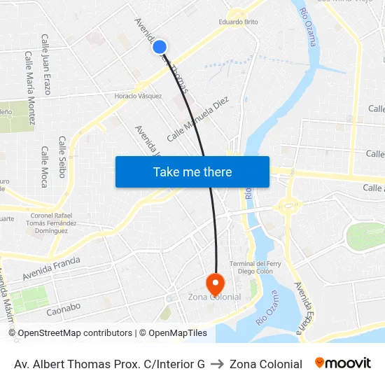 Av. Albert Thomas Prox. C/Interior G to Zona Colonial map