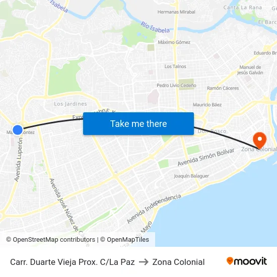 Carr. Duarte Vieja Prox. C/La Paz to Zona Colonial map