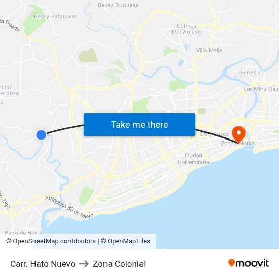 Carr. Hato Nuevo to Zona Colonial map