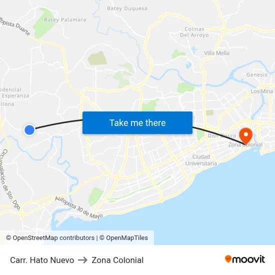 Carr. Hato Nuevo to Zona Colonial map