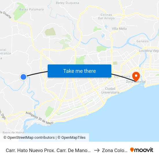 Carr. Hato Nuevo Prox. Carr. De Manoguayabo to Zona Colonial map