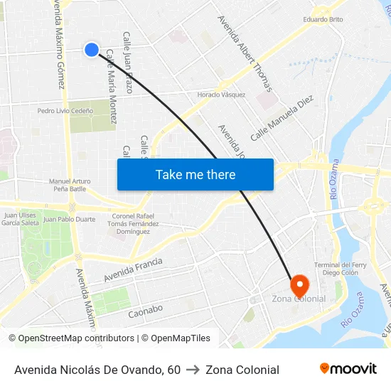 Avenida Nicolás De Ovando, 60 to Zona Colonial map