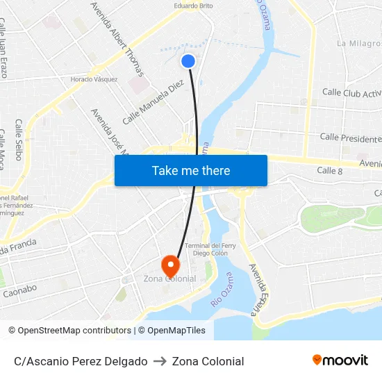 C/Ascanio Perez Delgado to Zona Colonial map