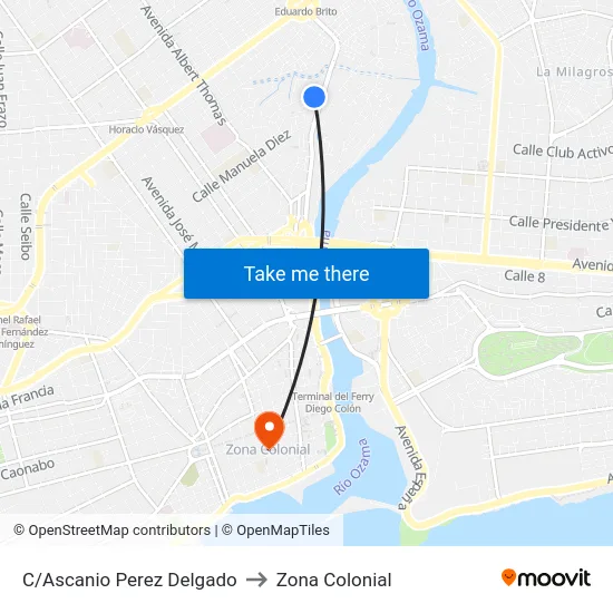 C/Ascanio Perez Delgado to Zona Colonial map