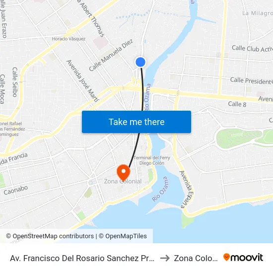 Av. Francisco Del Rosario Sanchez Prox. C/A to Zona Colonial map