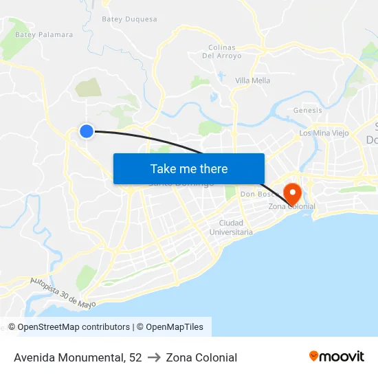 Avenida Monumental, 52 to Zona Colonial map