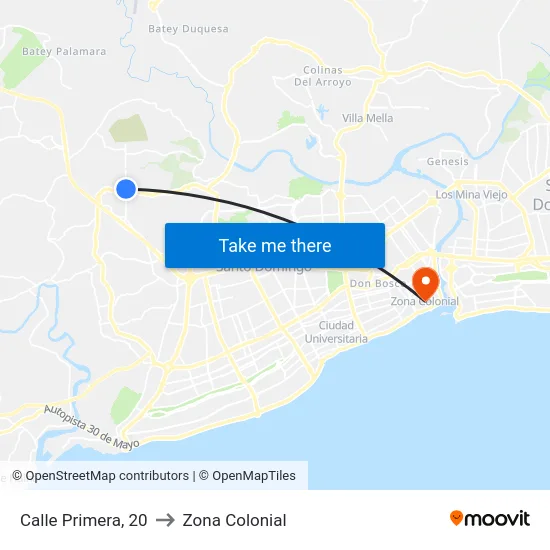 Calle Primera, 20 to Zona Colonial map