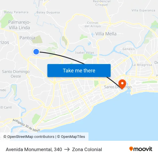 Avenida Monumental, 340 to Zona Colonial map