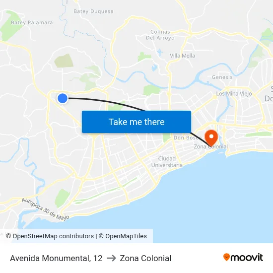 Avenida Monumental, 12 to Zona Colonial map