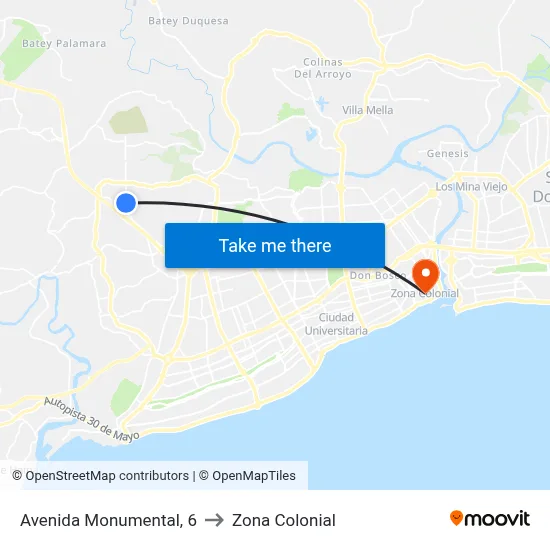 Avenida Monumental, 6 to Zona Colonial map