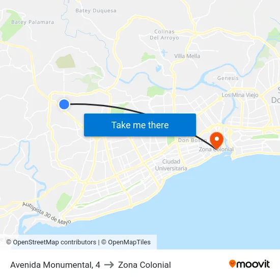 Avenida Monumental, 4 to Zona Colonial map