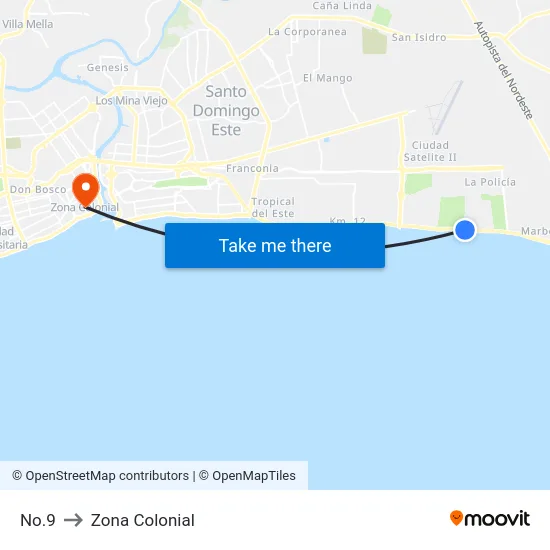 No.9 to Zona Colonial map