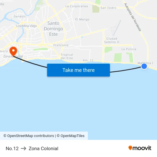 No.12 to Zona Colonial map