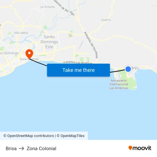 Brisa to Zona Colonial map