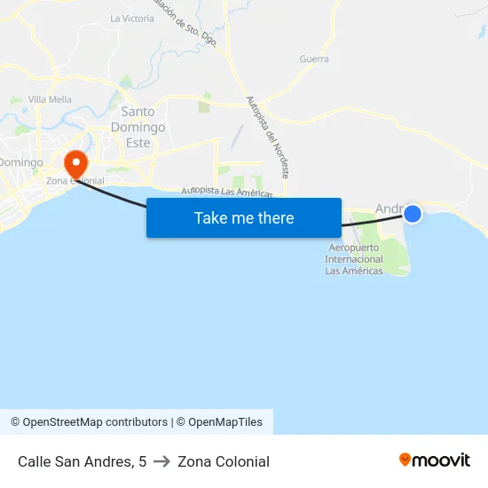 Calle San Andres, 5 to Zona Colonial map