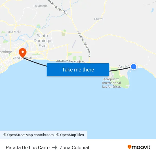 Parada De Los Carro to Zona Colonial map