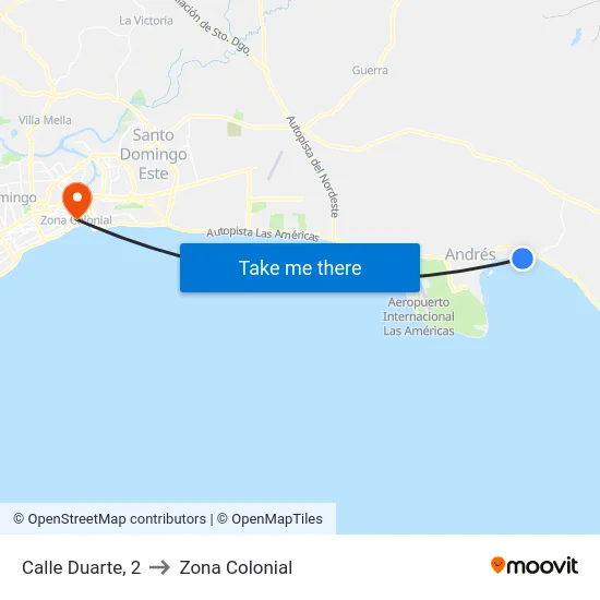 Calle Duarte, 2 to Zona Colonial map