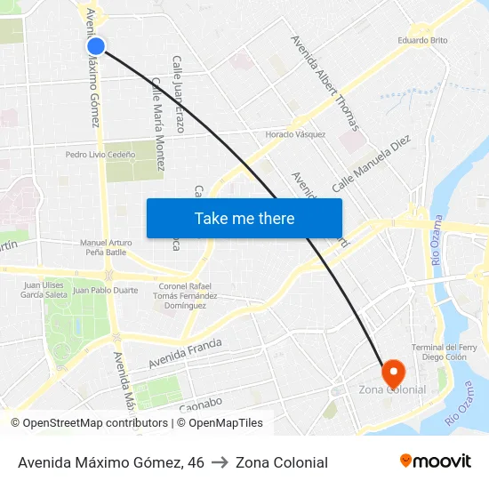Avenida Máximo Gómez, 46 to Zona Colonial map
